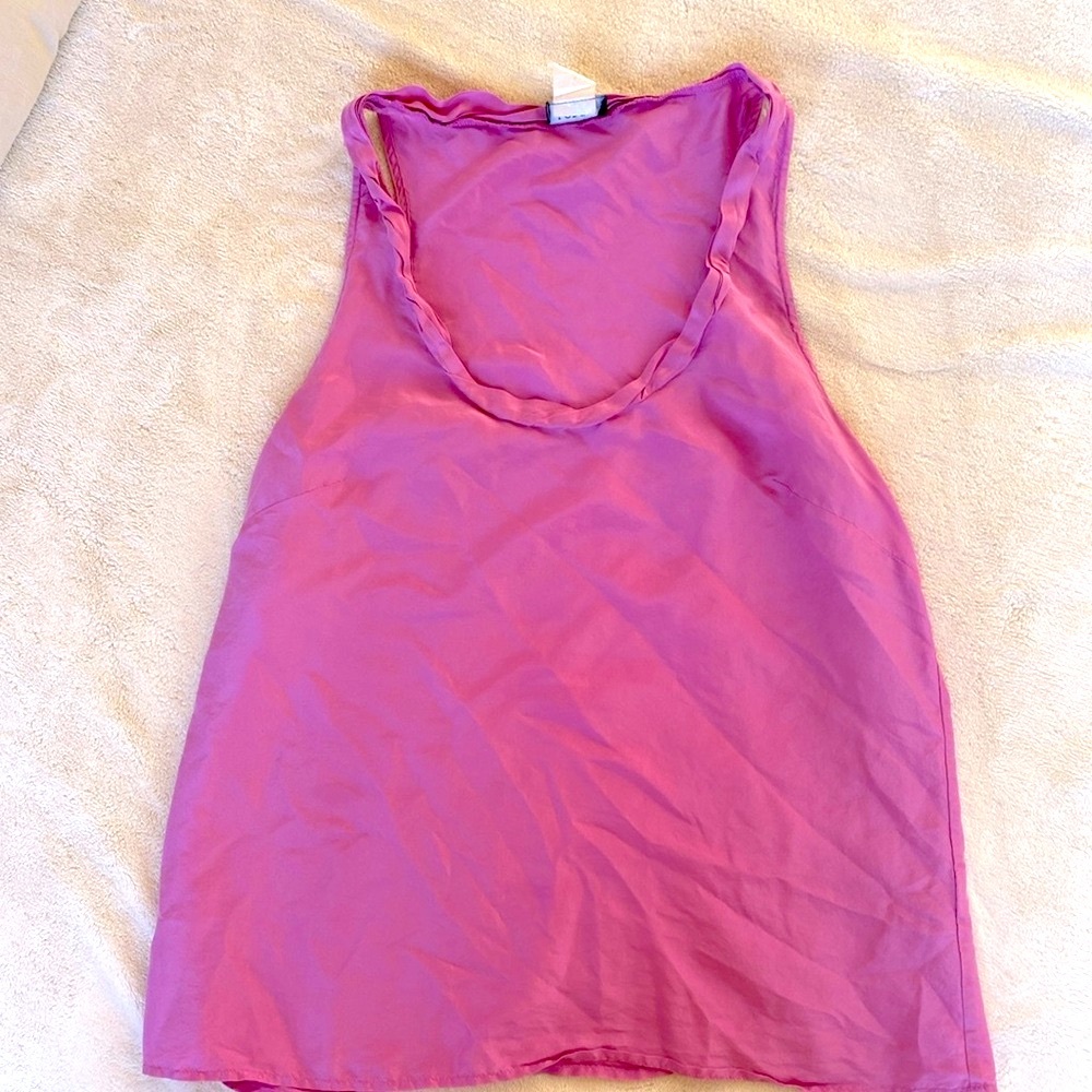 J Crew 100% Silk scoop neck tank top fuschia pink purple